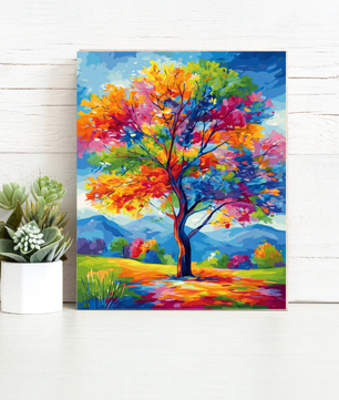 Rainbow Blossom Tree – Paint by Numbers Kit