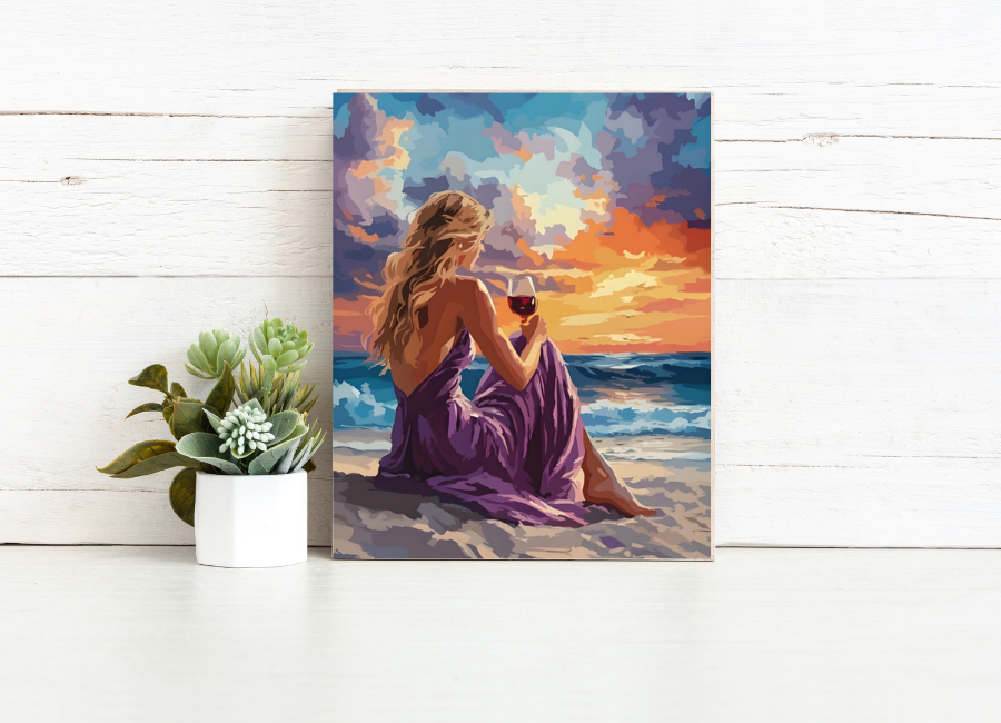 Beach Sunset Wine - Paint by Numbers Kit