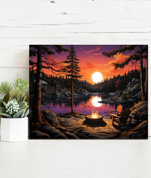 Lakeside Sunset Retreat – Paint by Numbers Kit
