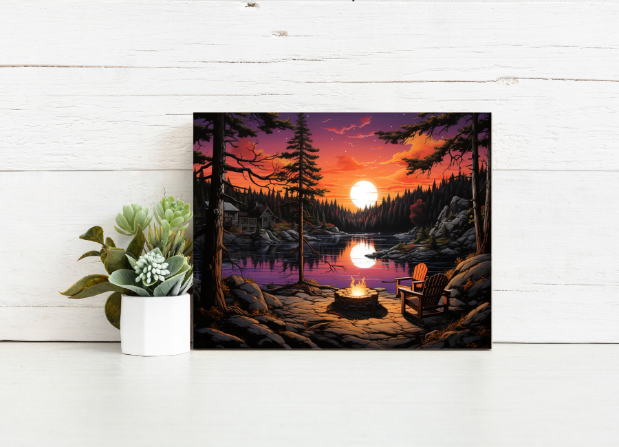 Lakeside Sunset Retreat – Paint by Numbers Kit