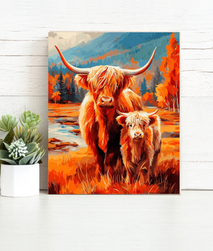 Highland Cow and Calf - Paint by Numbers Kit