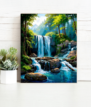 Forest Waterfall Retreat - Paint by Numbers Kit