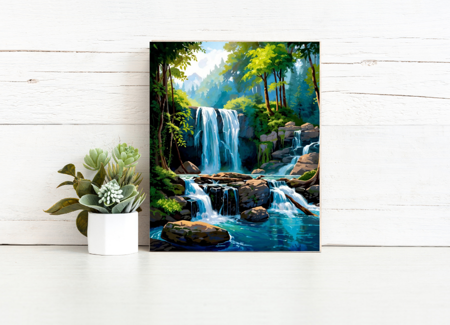 Forest Waterfall Retreat - Paint by Numbers Kit