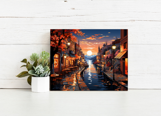 Sunset Canal Stroll – Paint by Numbers Kit
