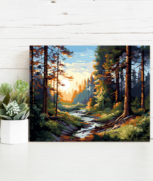 Forest Sunrise Path – Paint by Numbers Kit
