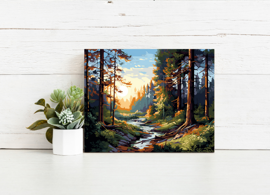 Forest Sunrise Path – Paint by Numbers Kit