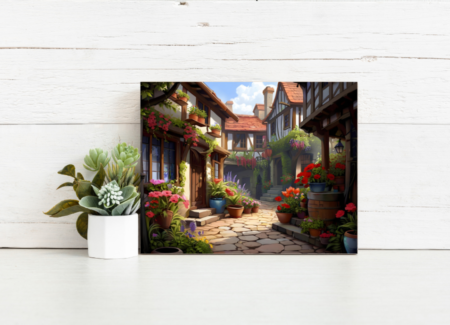 Charming Village Courtyard – Paint by Numbers Kit
