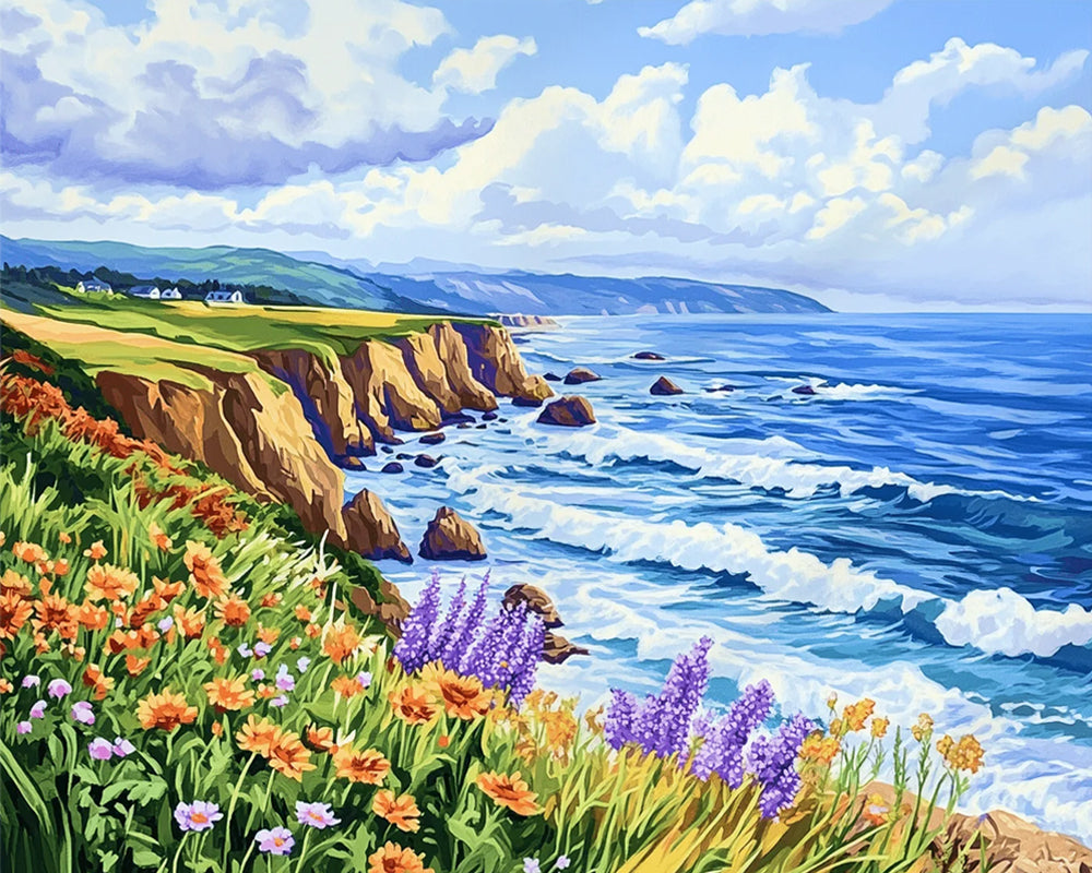 Coastal Wildflower Cliffs - Paint by Numbers Kit