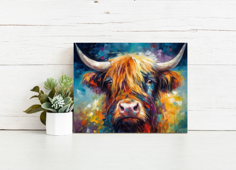 Vibrant Highland Cow – Paint by Numbers Kit