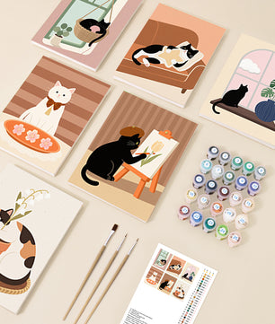 Painted Paws 6 pack paint by numbers kit - six painted pet designs on six 15x20cm canvases