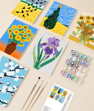 Classic Blooms 6 pack paint by numbers kit - six classic floral designs on six 15x20cm canvases