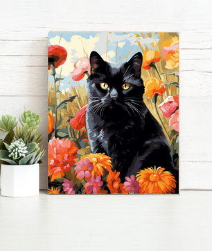 Midnight Garden Cat – Paint by Numbers Kit