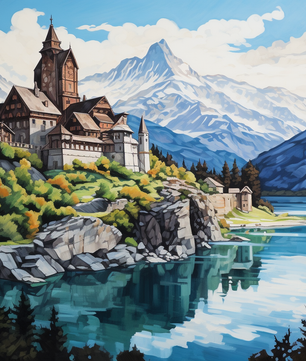 Alpine Lake Escape – Paint by Numbers Kit