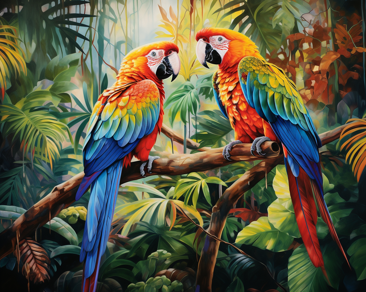 Tropical Parrot Pair – Paint by Numbers Kit