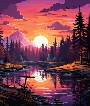 Twilight River Glow – Paint by Numbers Kit