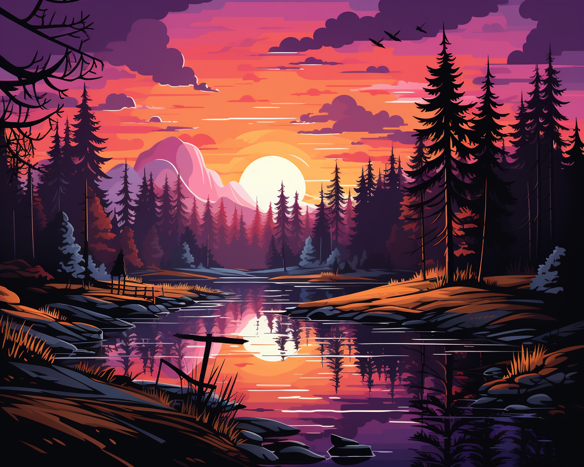 Twilight River Glow – Paint by Numbers Kit
