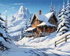 Snowy Mountain Retreat – Paint by Numbers Kit