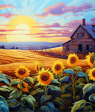 Sunflower Sunset Fields – Paint by Numbers Kit