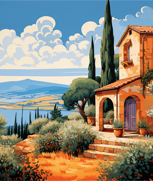 Tuscan Hillside Retreat – Paint by Numbers Kit