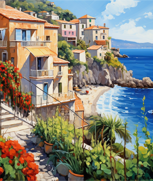 Cliffside Coastal Charm – Paint by Numbers Kit