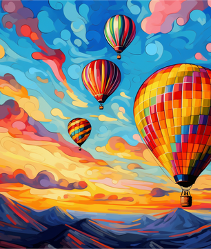 Colourful Hot Air Balloons - Paint by Numbers Kit