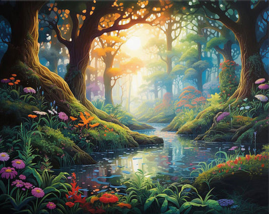 Enchanted Forest Stream - Paint by Numbers Kit