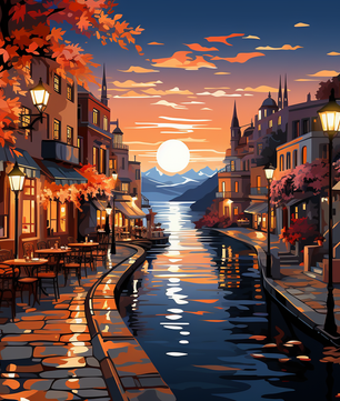 Sunset Canal Stroll – Paint by Numbers Kit
