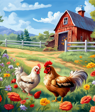 Farmyard Chickens – Paint by Numbers Kit