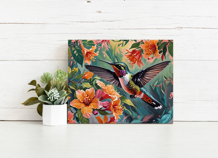 Hummingbird Bloom – Paint by Numbers Kit