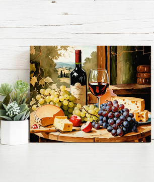 Wine and Cheese Still Life - Paint by Numbers Kit
