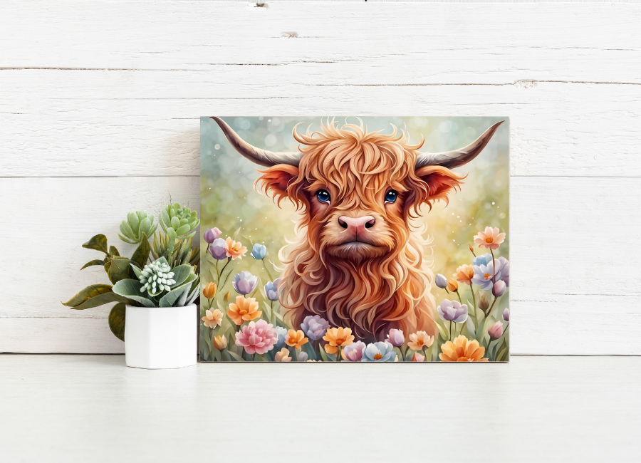 Floral Highland Cow - Paint by Numbers Kit