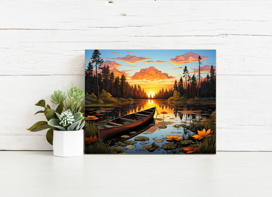 Sunset Lake Boat - Paint by Numbers Kit