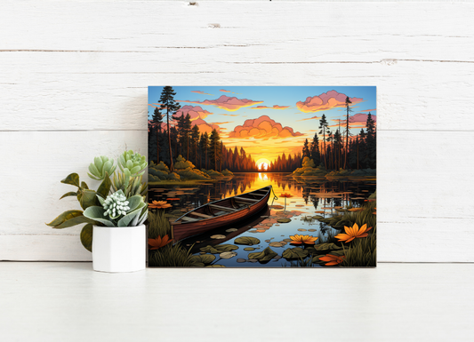 Sunset Lake Boat - Paint by Numbers Kit