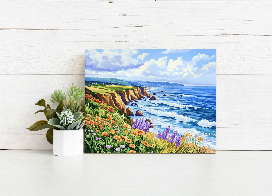 Coastal Wildflower Cliffs - Paint by Numbers Kit