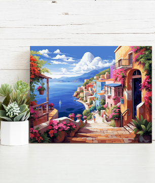 Mediterranean Coastal Village - Paint by Numbers Kit