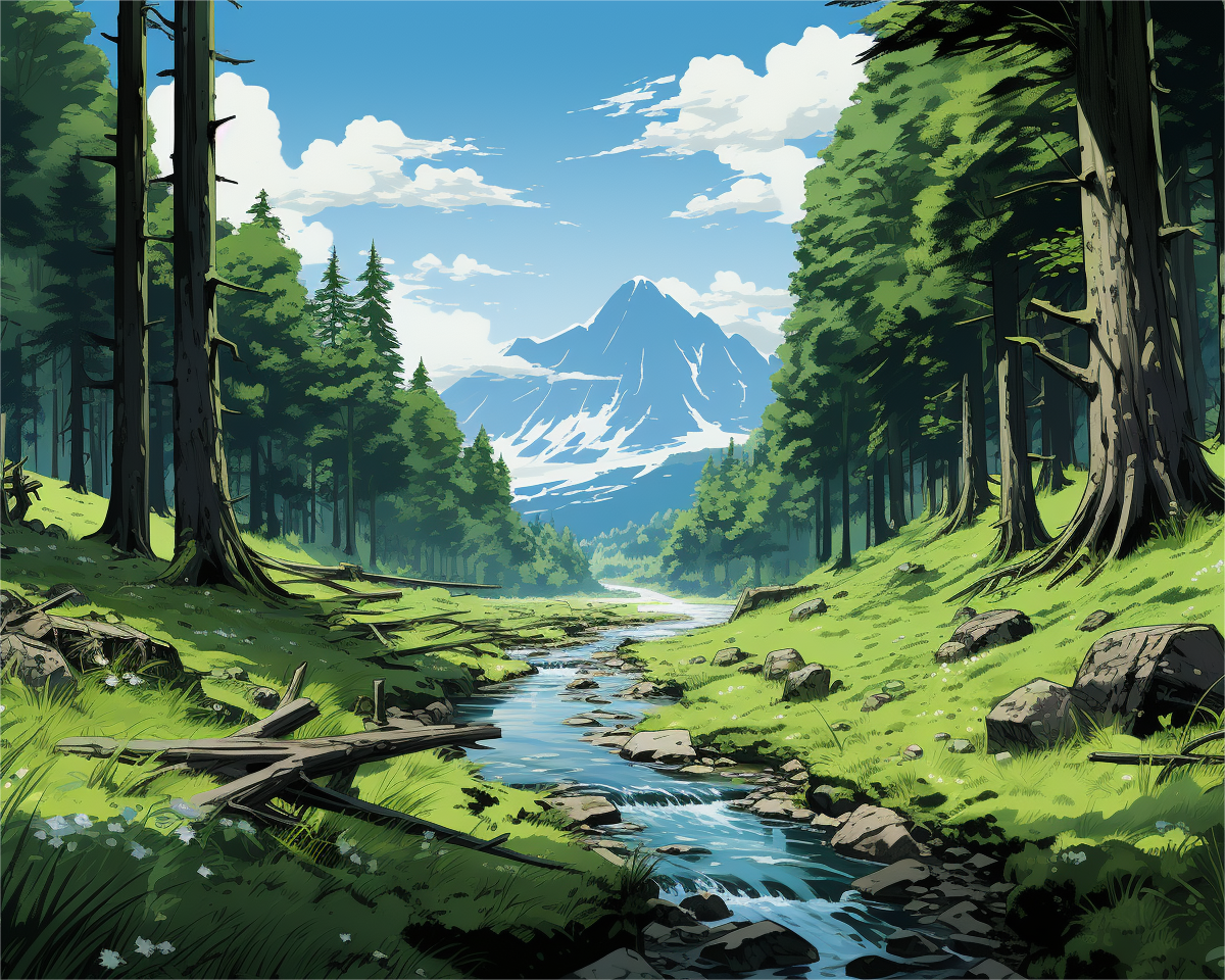 Mountain Stream Escape – Paint by Numbers Kit
