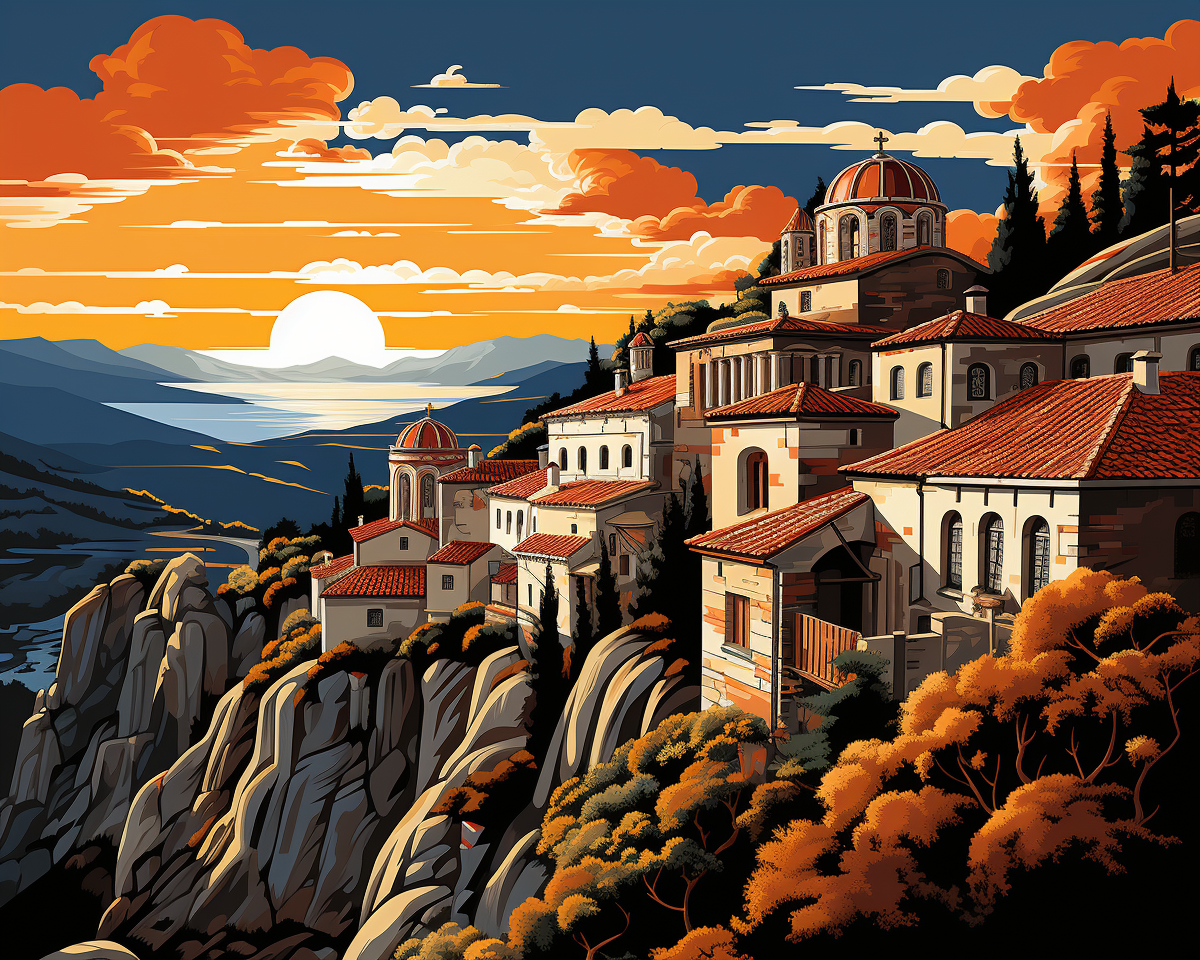 Cliffside Sunset Haven – Paint by Numbers Kit