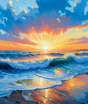 Ocean Sunrise Waves - Paint by Numbers Kit