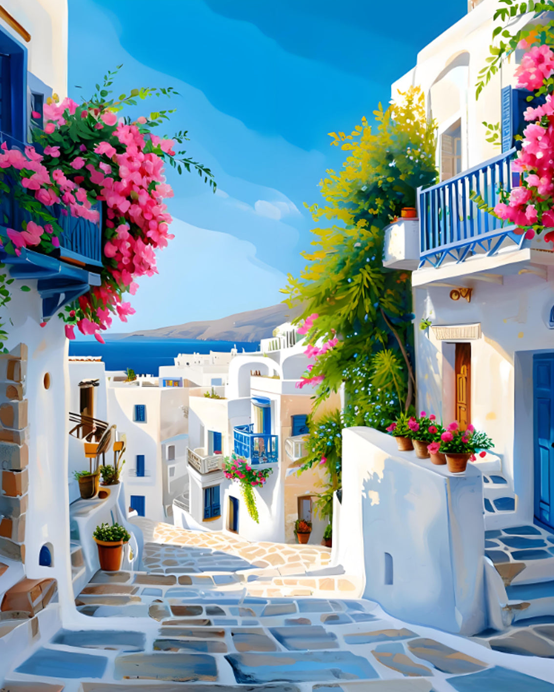 Santorini Stroll – Paint by Numbers Kit