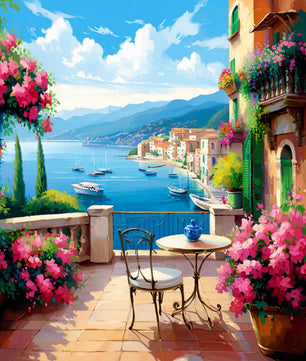 Coastal Terrace View – Paint by Numbers Kit