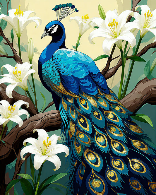 Golden Lily Peacock – Paint by Numbers Kit