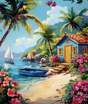 Tropical Beach Hideaway - Paint by Numbers Kit