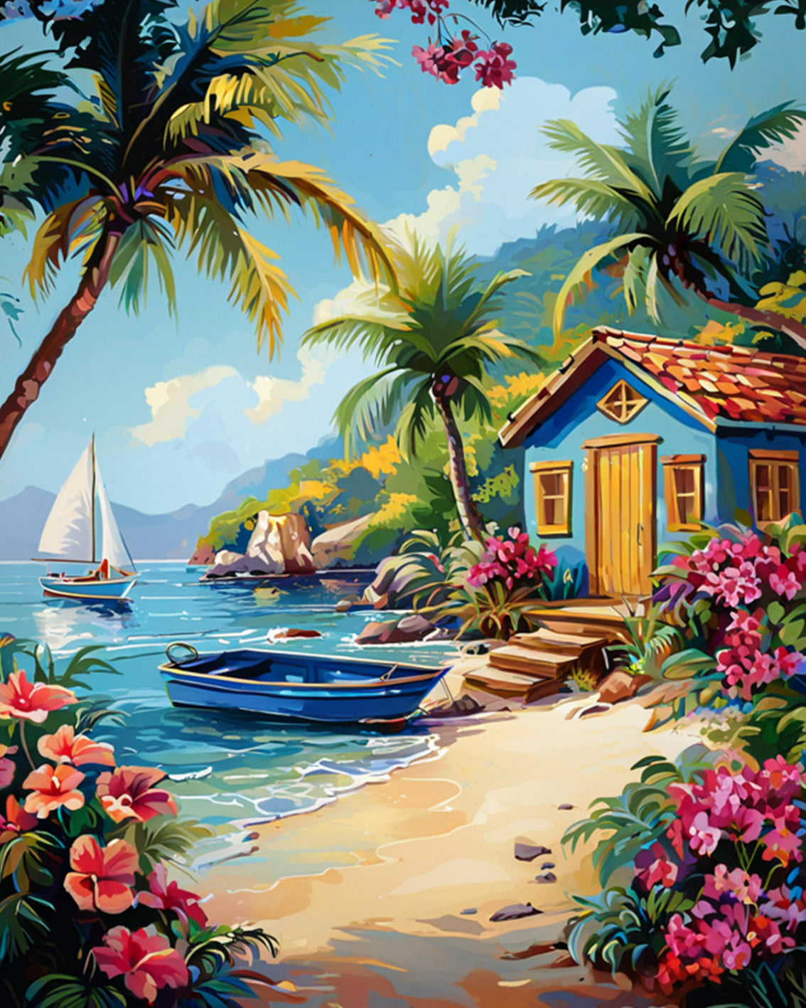 Tropical Beach Hideaway - Paint by Numbers Kit