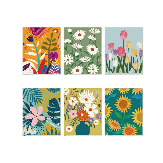 Floral Brush Party - 6 Pack Paint by Numbers Kit