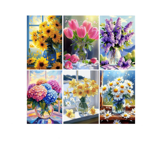 Flower Window Club - 6 Pack Paint by Numbers Kit