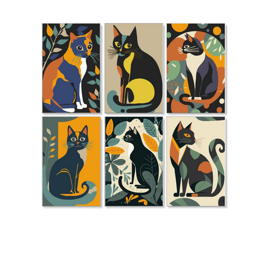 Modern Cat Club - 6 Pack Paint by Numbers Kit