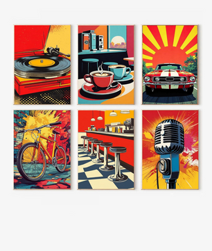 Retro Pop Club - 6 Pack Paint by Numbers Kit
