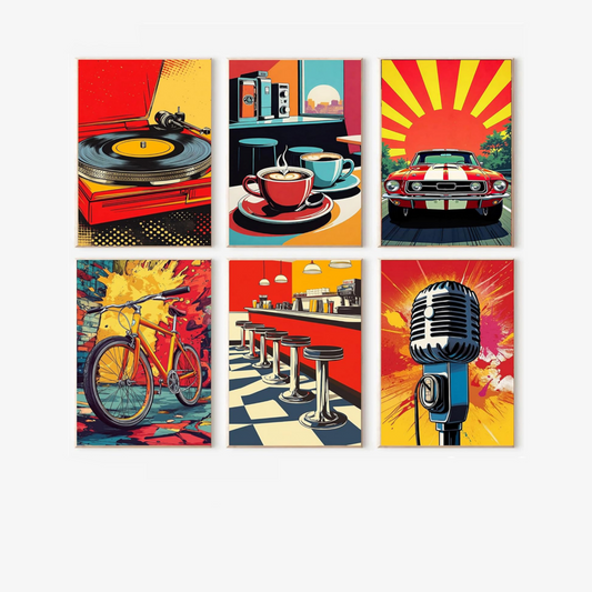 Retro Pop Club - 6 Pack Paint by Numbers Kit