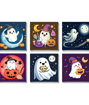 Spooky Little Ghosts - 6 Pack Paint by Numbers Kit