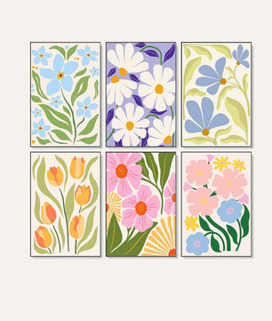 The Petal Edit 6 pack paint by numbers kit - six pastel floral designs on six 15x20cm canvases